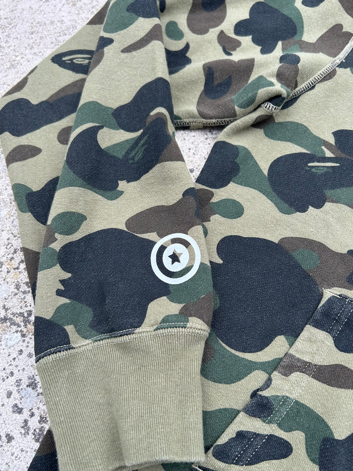A Bathing Ape 1st Camo Ape Panda Half Full Zip Hoodie - Size Large
