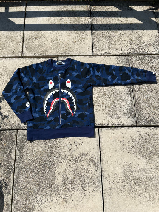 A Bathing Ape Colour Camo Shark Sweatshirt in Blue - Size Medium
