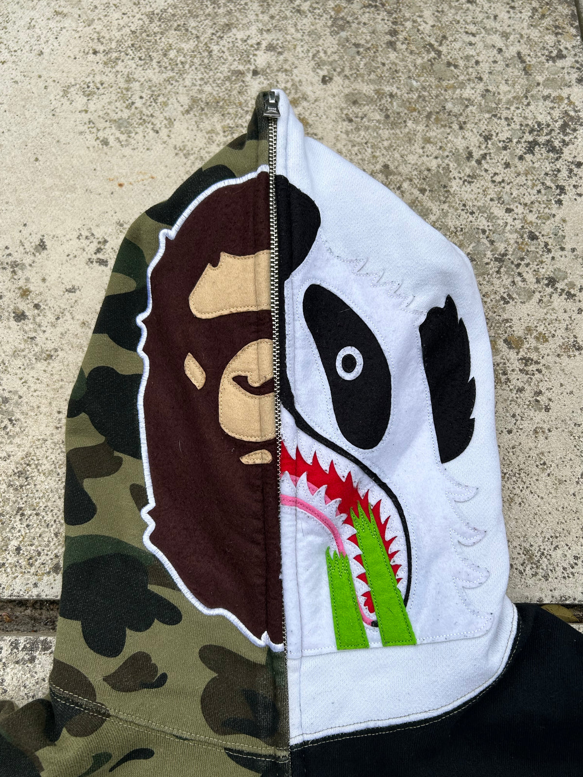 A Bathing Ape 1st Camo Ape Panda Half Full Zip Hoodie - Size Large