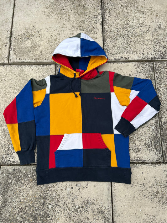 Supreme Multicolour Patchwork Hoodie - Size Small