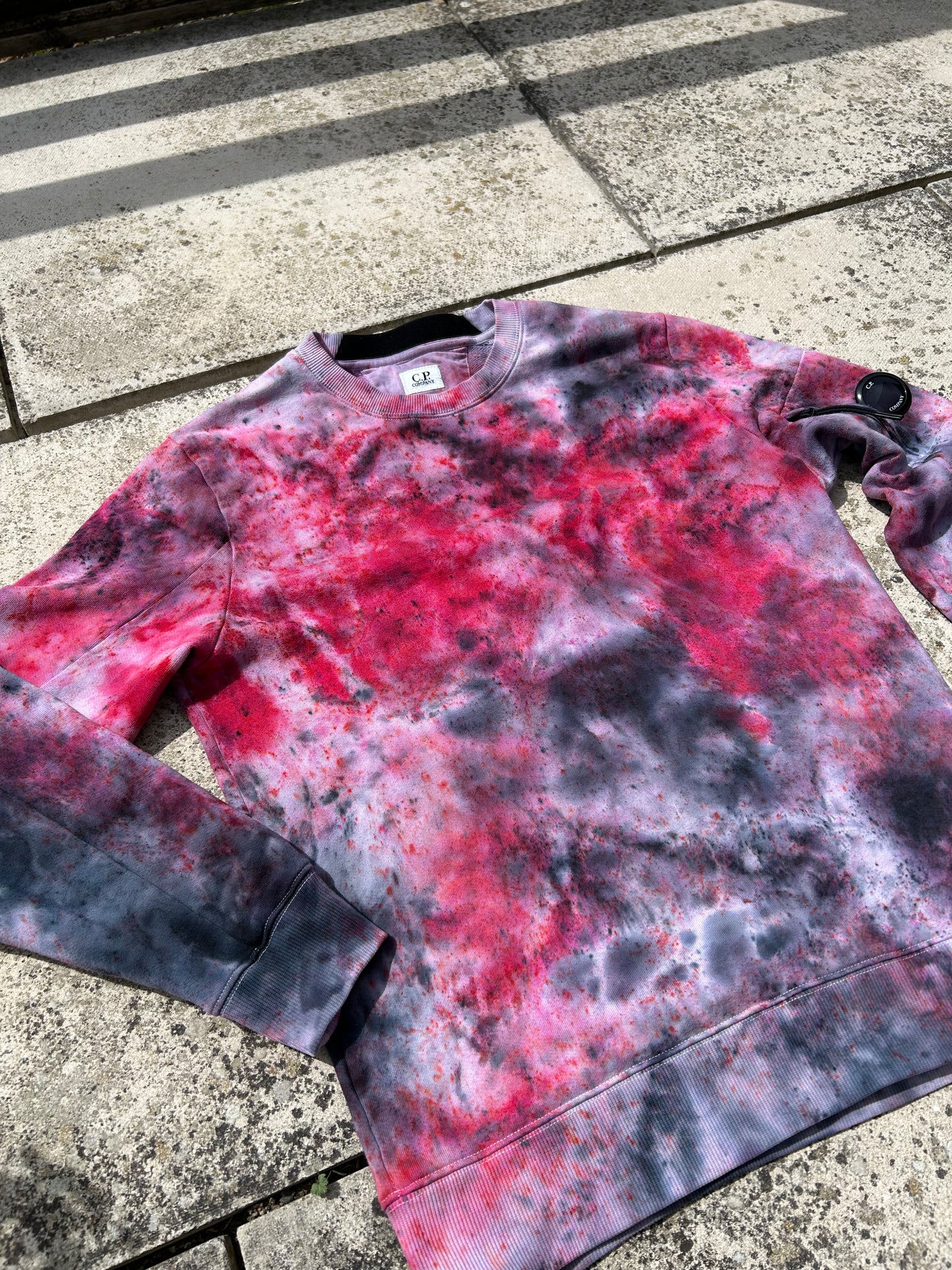 C.P. Company Custom Dyed Sweatshirt - Pink/Grey/Black - Size Medium