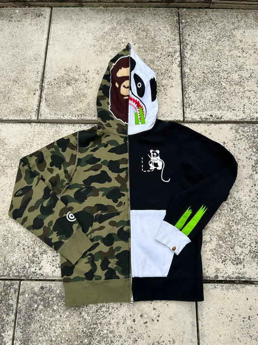 A Bathing Ape 1st Camo Ape Panda Half Full Zip Hoodie - Size Large
