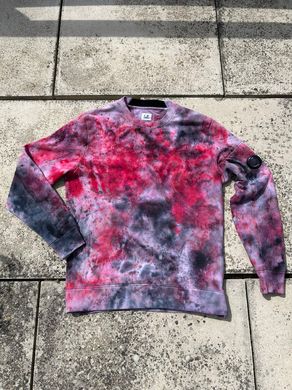 C.P. Company Custom Dyed Sweatshirt - Pink/Grey/Black - Size Medium
