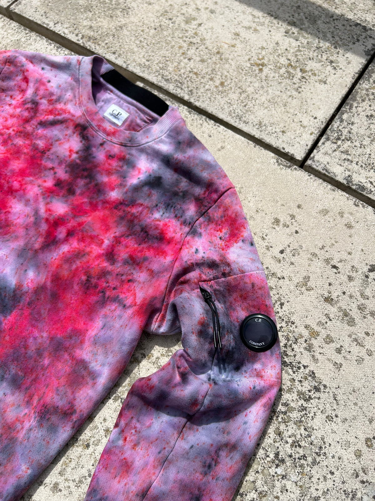 C.P. Company Custom Dyed Sweatshirt - Pink/Grey/Black - Size Medium