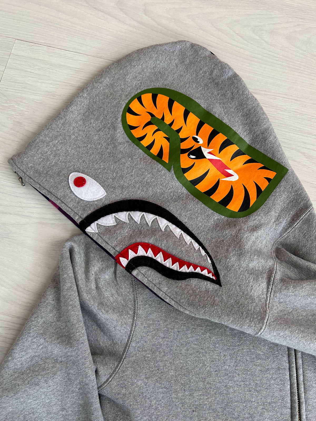 A Bathing Ape Purple Camo Shark Full Zip Hoodie - Size Large