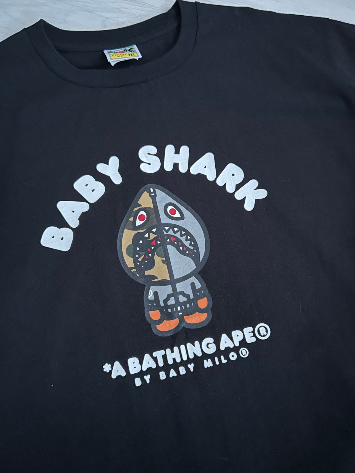 A Bathing Ape Baby Milo Shark College T-Shirt - Size XXL