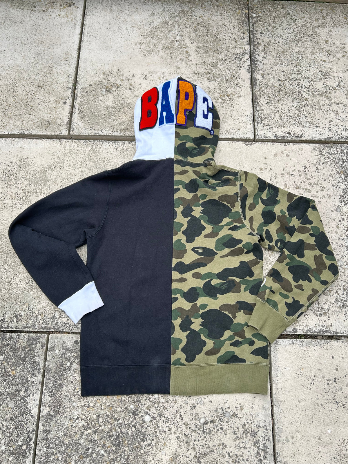 A Bathing Ape 1st Camo Ape Panda Half Full Zip Hoodie - Size Large