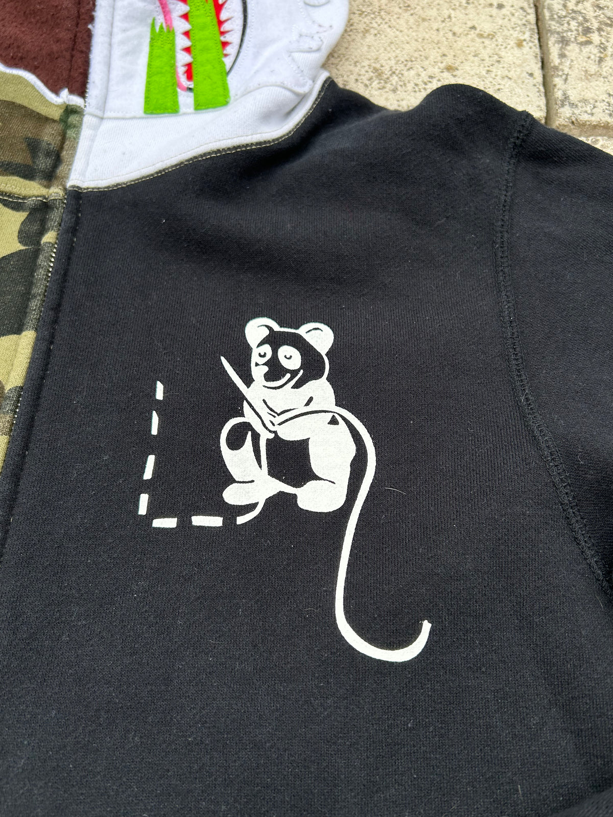 A Bathing Ape 1st Camo Ape Panda Half Full Zip Hoodie - Size Large